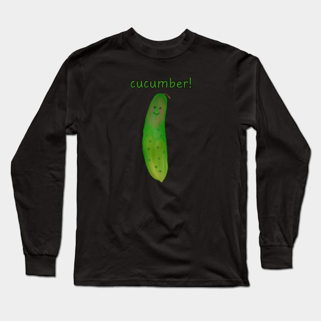Cucumber With Face Long Sleeve T-Shirt by funhousejen